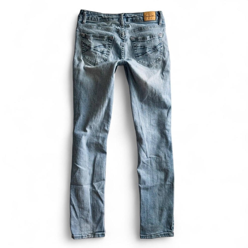 Aeropostale Bayla Skinny Jeans Womens 3/4 Light Wash Low Rise Distressed Y2K - Picture 2 of 8
